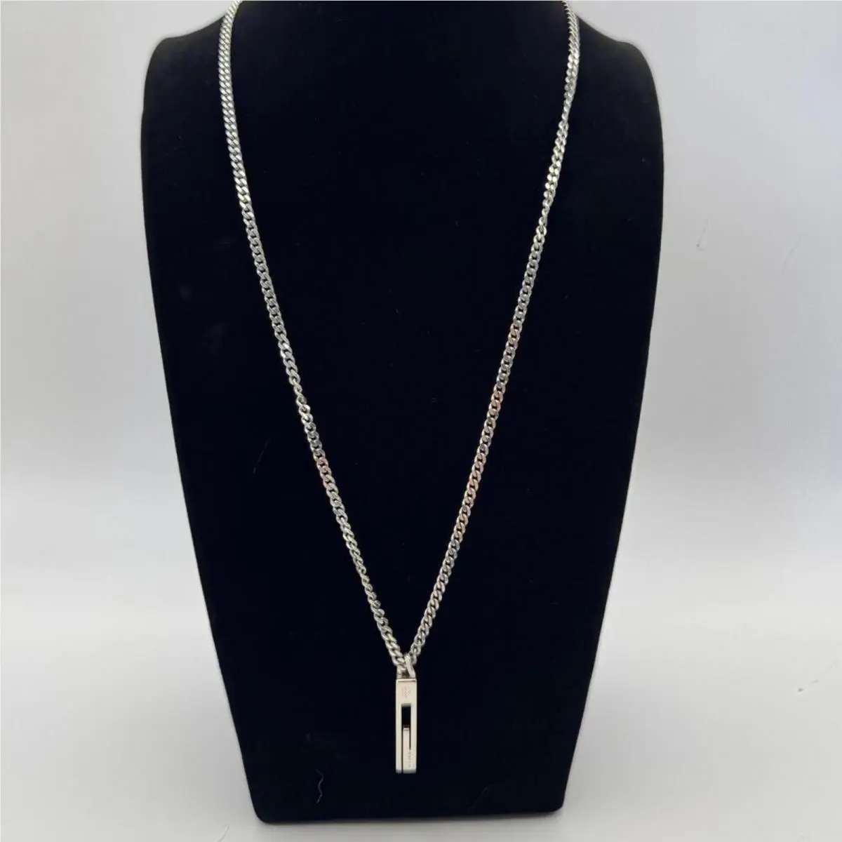 Vintage G Square Bar Silver Chain Necklace 50cm Made in Italy by Gucci