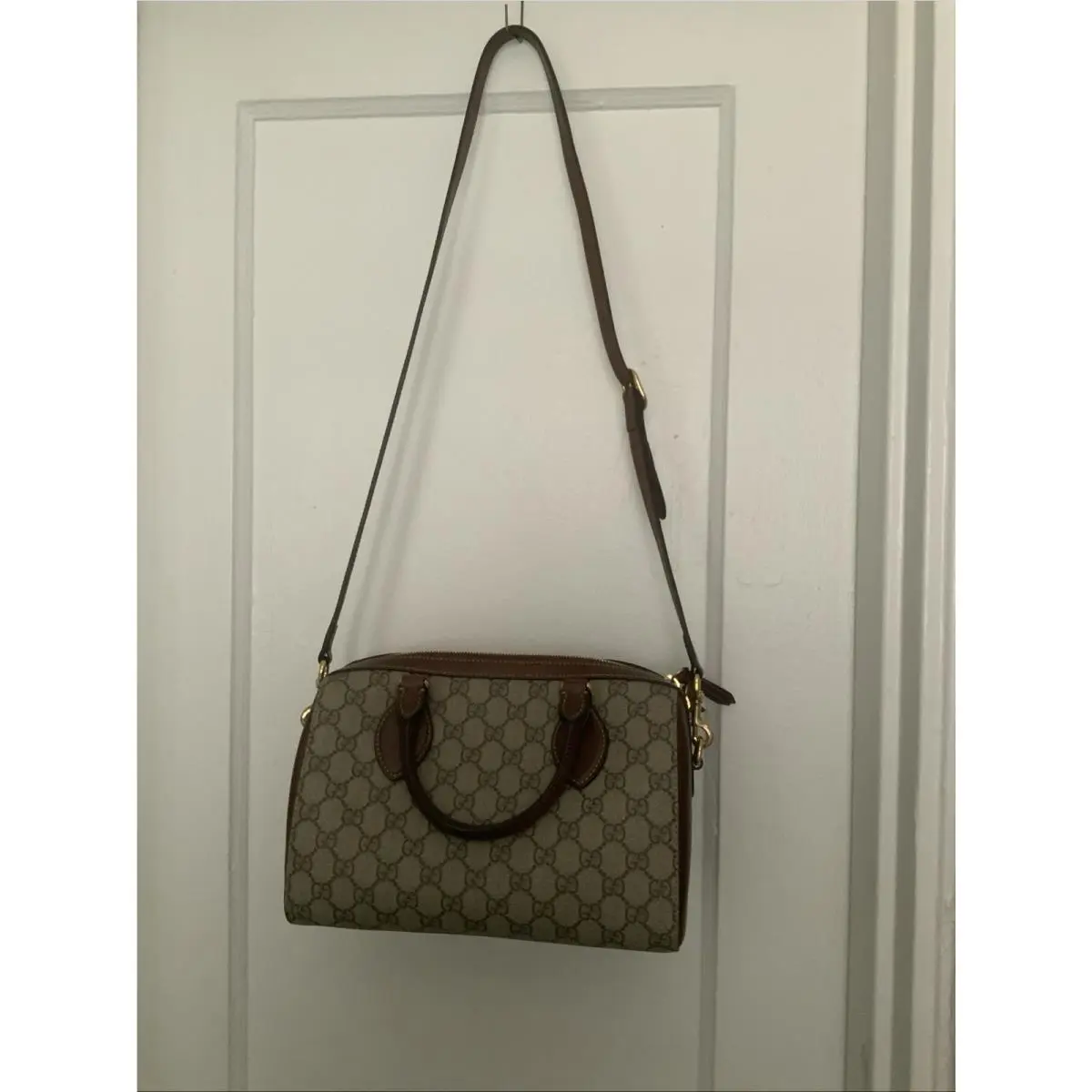 GG Supreme Handbag Mini Boston 2WAY Shoulder Leather Brown by Gucci