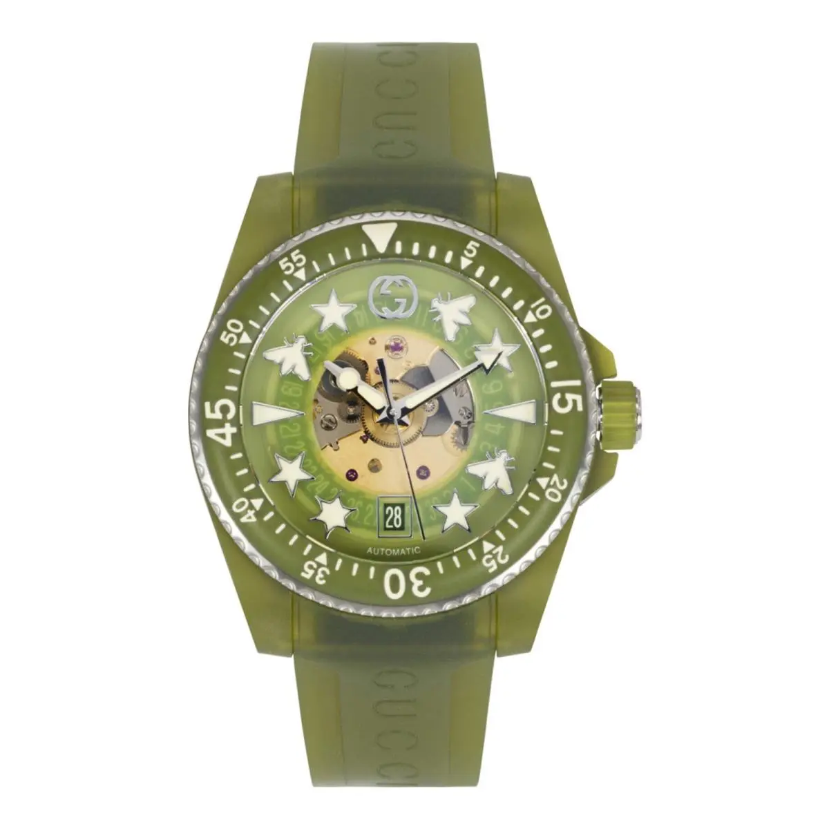 Gucci Mens Green 40mm Strap Fashion Watch