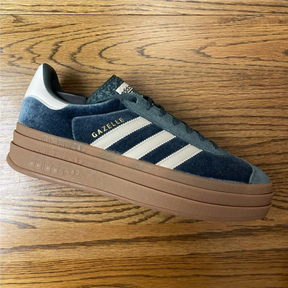W  Gazelle Bold Mineral Green Putty Grey IG4391 Velvet Women Size 11 by Adidas