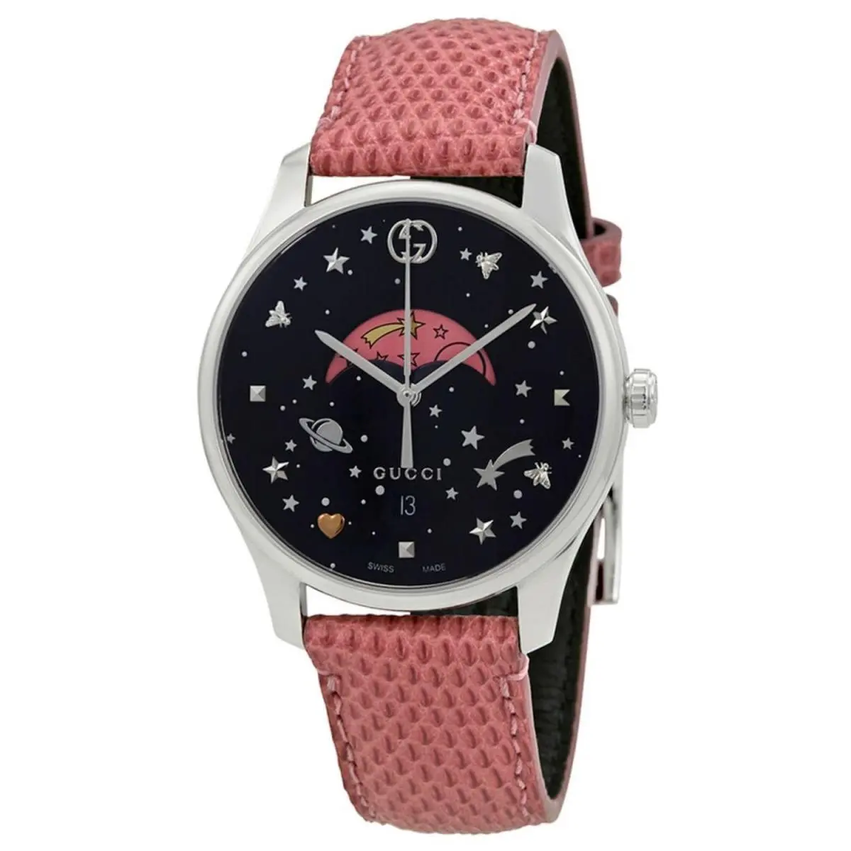 YA1264046A Women`s G-timeless Medium Black Dial Quartz Watch by Gucci