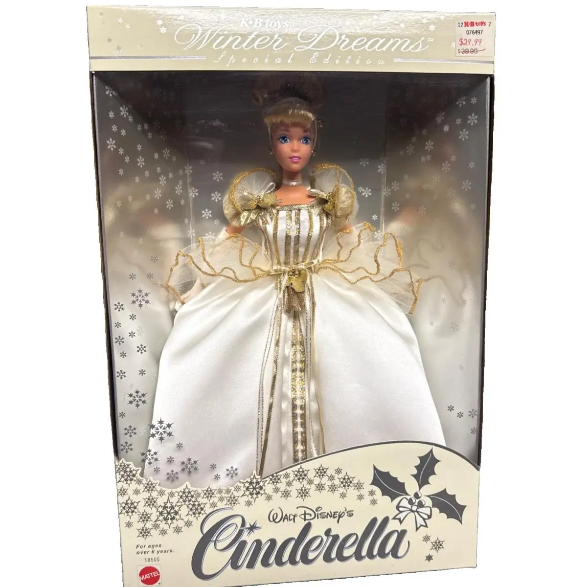 Mattel 1997 Disney Cinderella Winter Dreams Doll Vintage KB Toys Special Edition