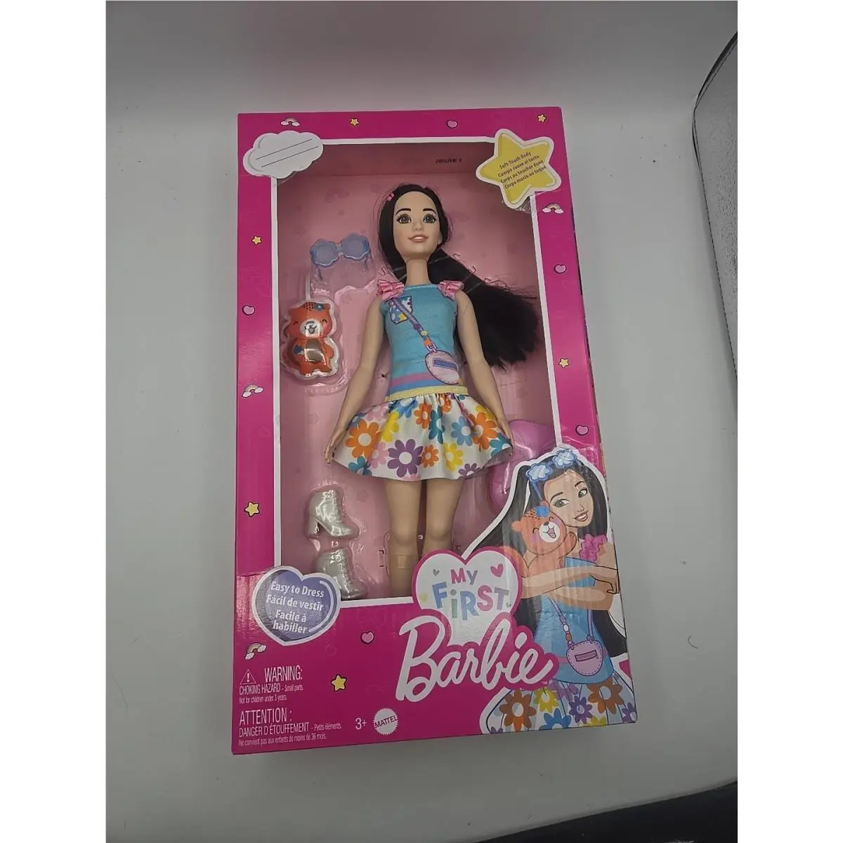 Barbie Doll My First Renee Doll 13.5 Inch Doll Black Hair with Pet Glasses