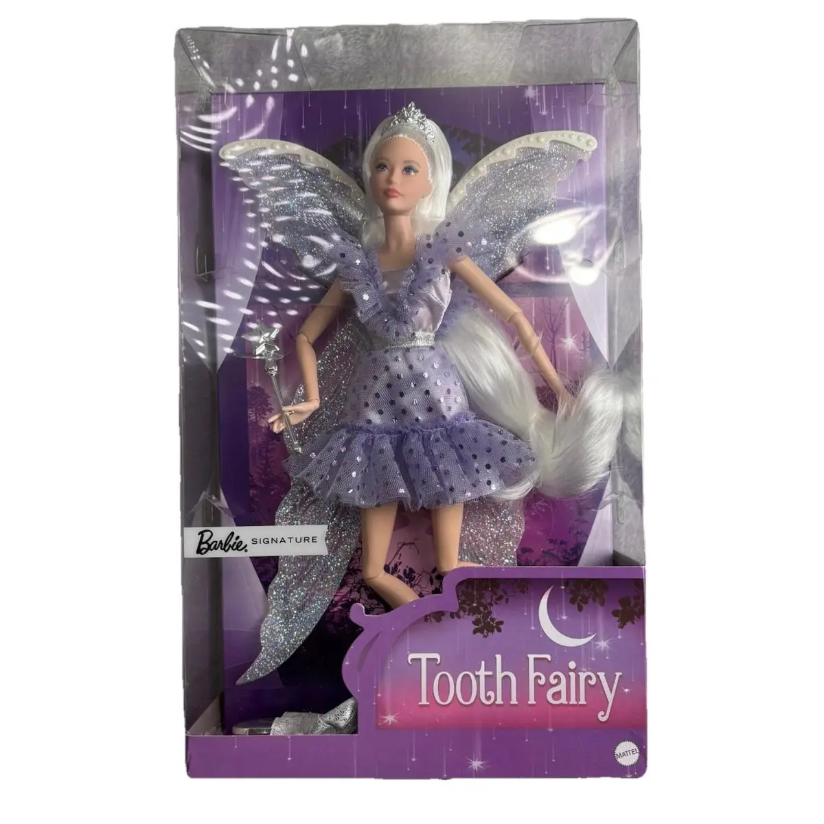 Barbie Signature Collectible Tooth Fairy Doll w/ Shimmery Fairy Wings Wand Tiara