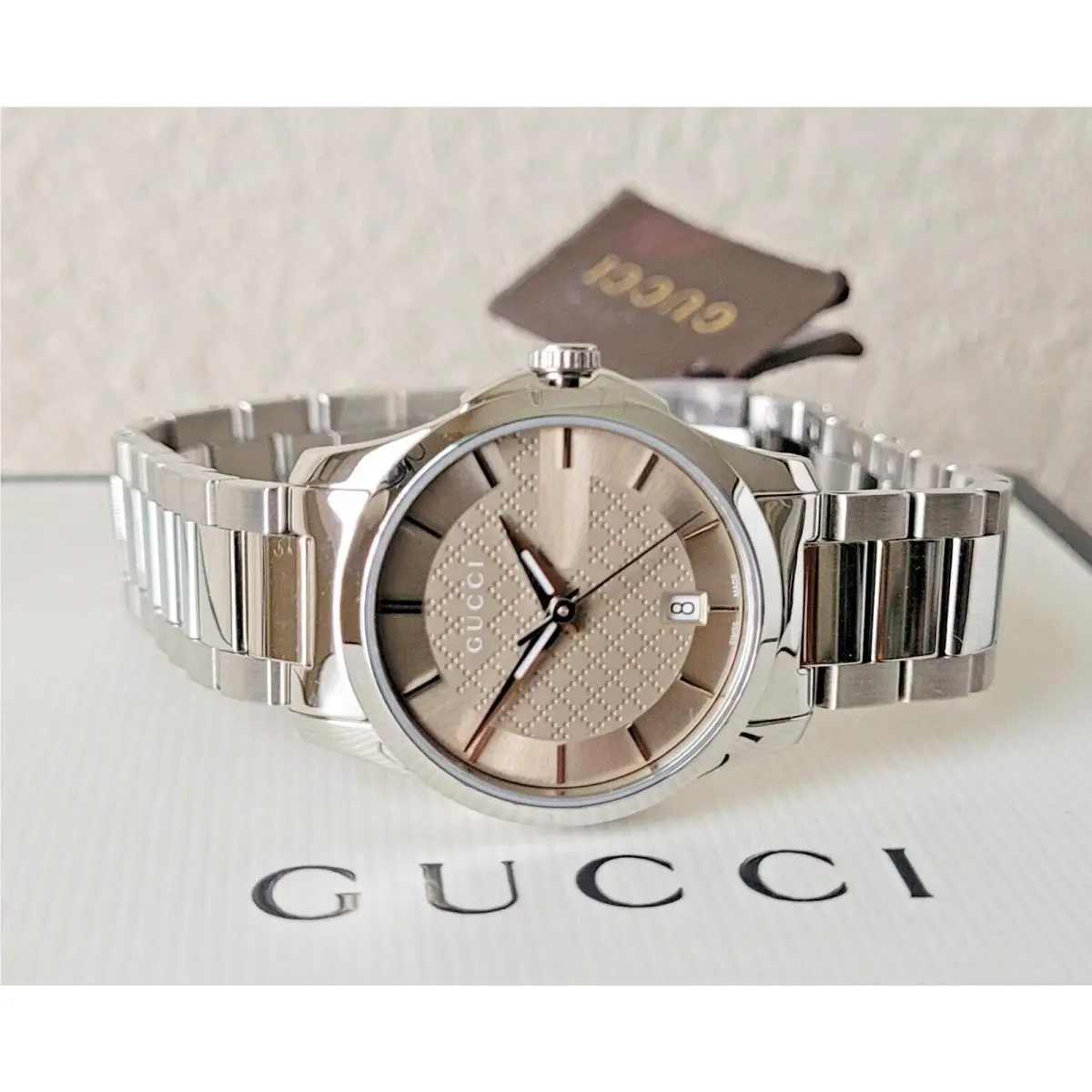 Never Worn  Swiss G-timeless Stainless Steel Women`s Bracelet Watch by Gucci