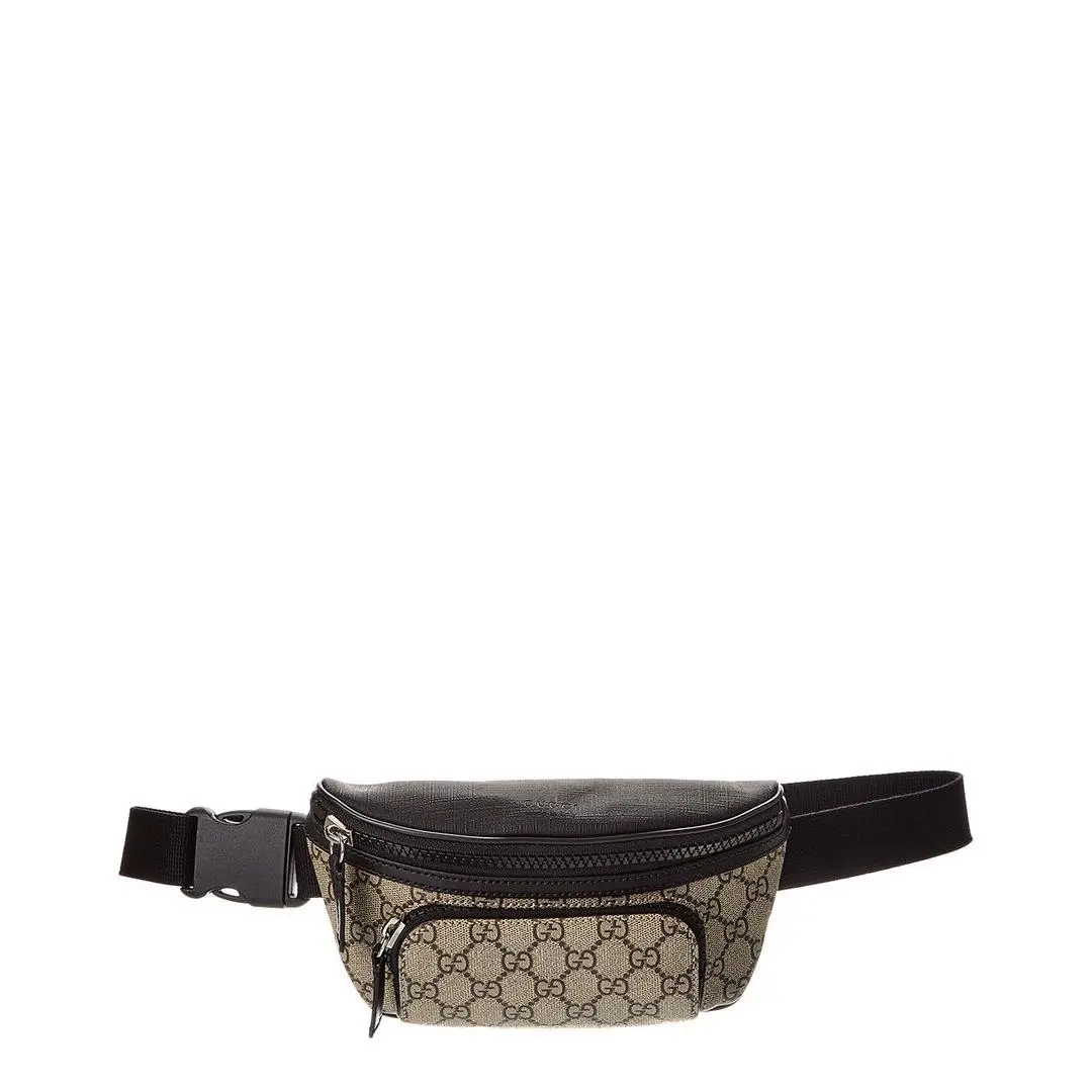 Large Gg Supreme Canvas Leather Belt Bag Men`s Brown by Gucci