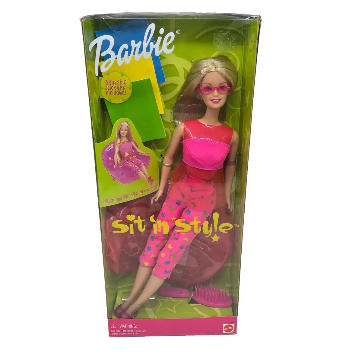 Vintage 1999 Sit IN Style Barbie Doll Inflatable Chair Mattel N Box 23421