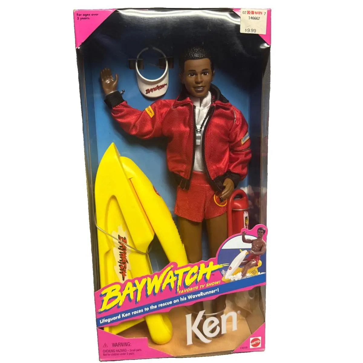 1994 African American Baywatch Lifeguard Ken Doll with Waverunner 13259