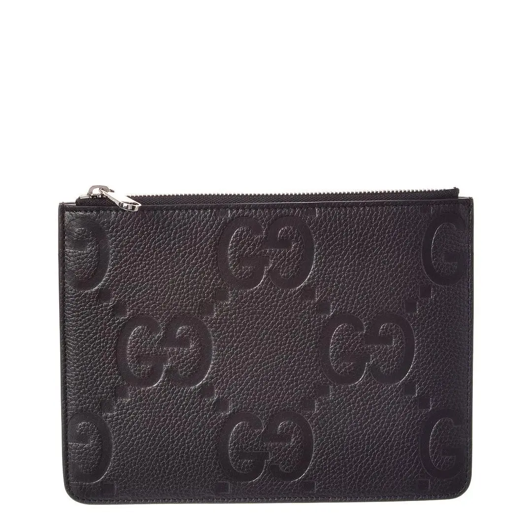 Medium Jumbo Gg Leather Pouch Men`s Black U by Gucci