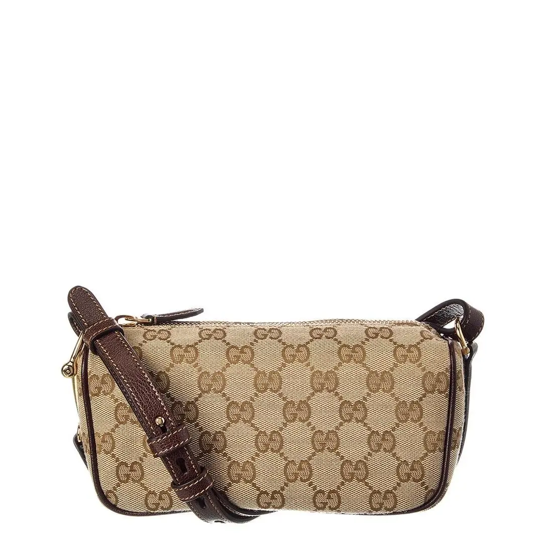 Half Horsebit Gg Canvas Leather Mini Bag Women`s Brown by Gucci