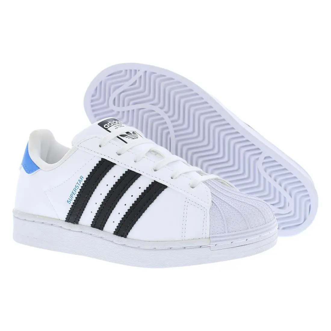 Superstar PS Boys Shoes Size 3 Color: White/black/blue by Adidas