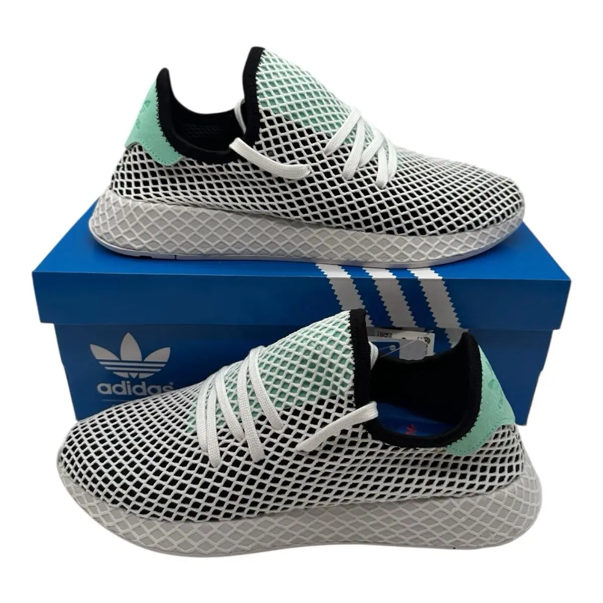 Adidas Deerupt Runner Running Shoes Men Sz 8.5 Black/green/white Sneakers B28076