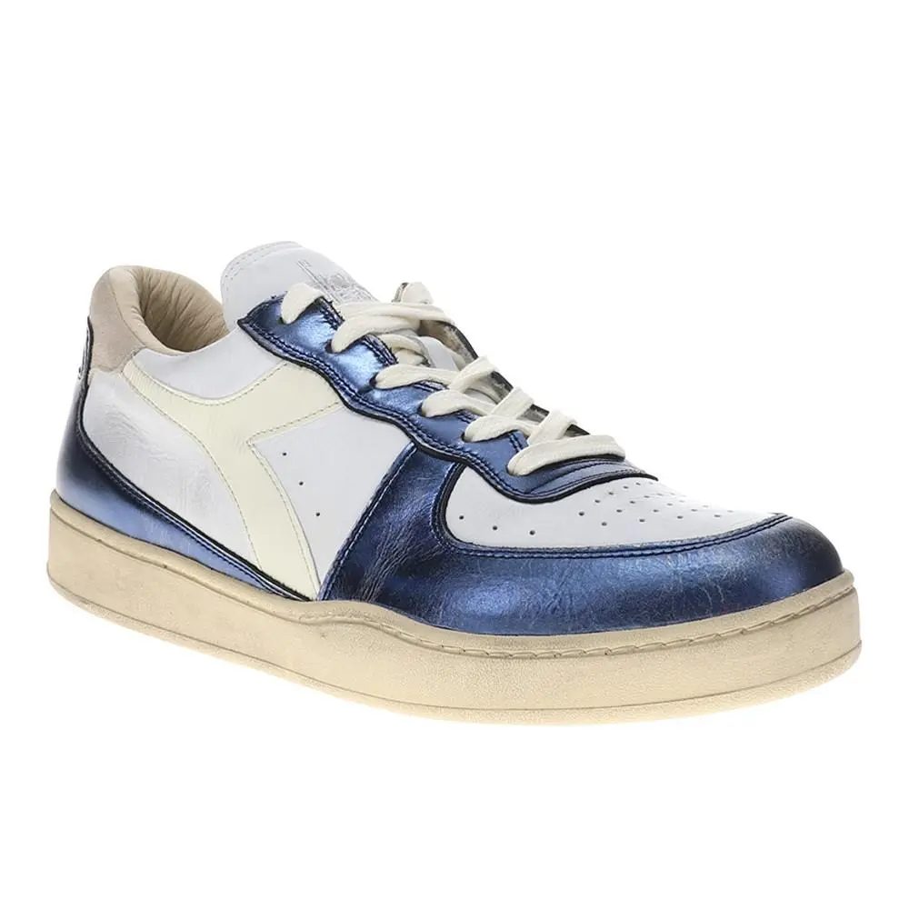 Diadora shoes - diadora Mi Basket Low Metallic Dirty Lace Up - 179034-C8859 - White 5
