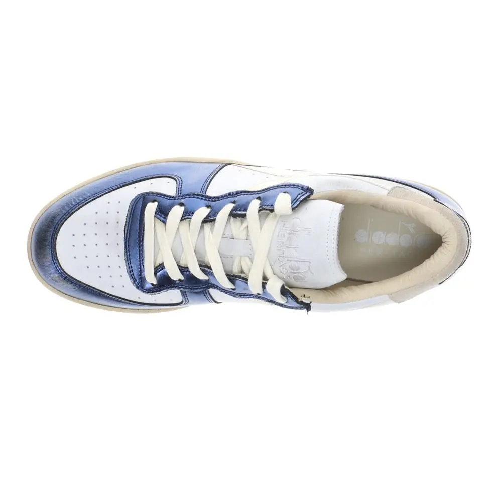 Diadora shoes - diadora Mi Basket Low Metallic Dirty Lace Up - 179034-C8859 - White 7