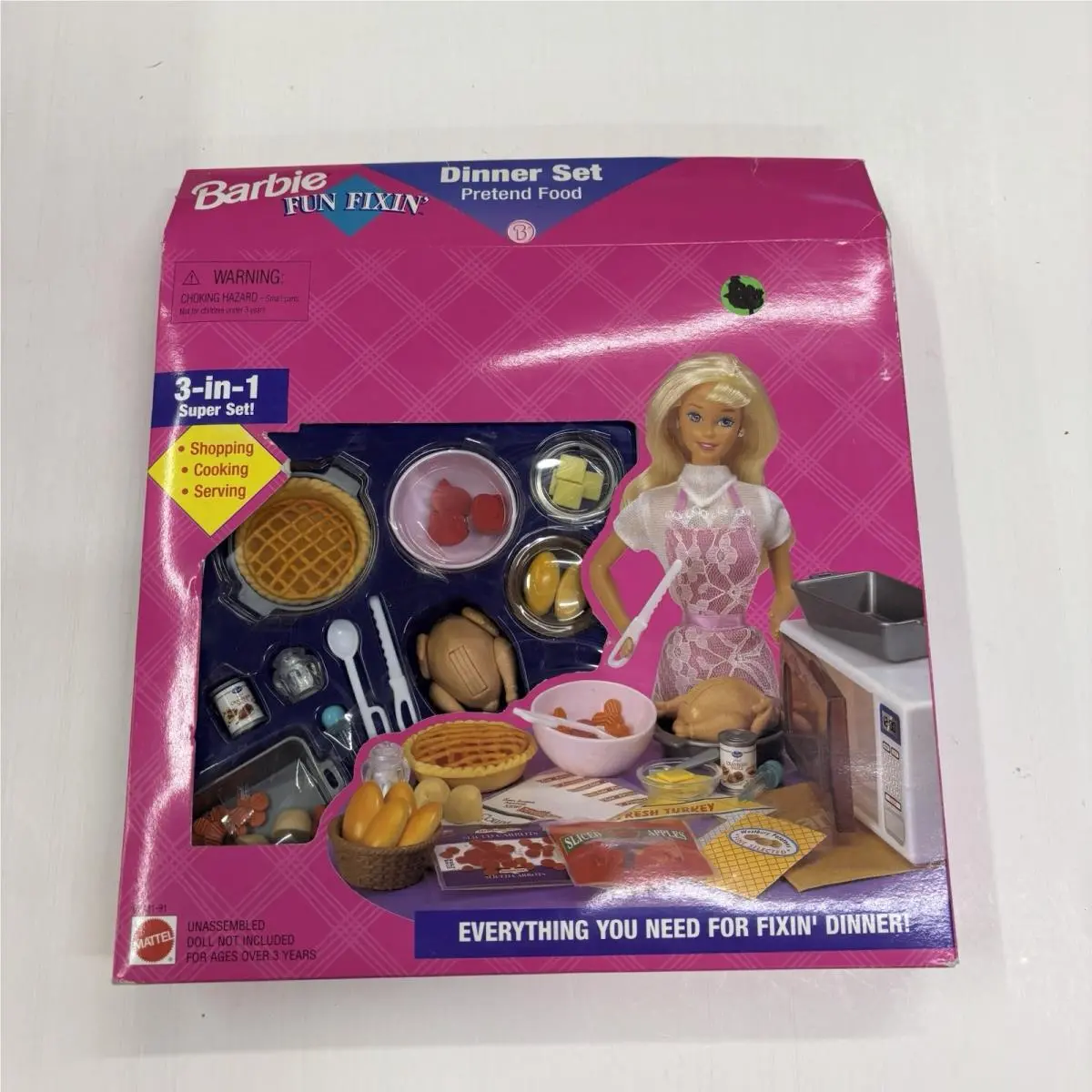 Nrfb 1996 Rare Barbie Doll Fun Fixin Turkey Dinner 3-IN-1 Set Cranberry Sauce +