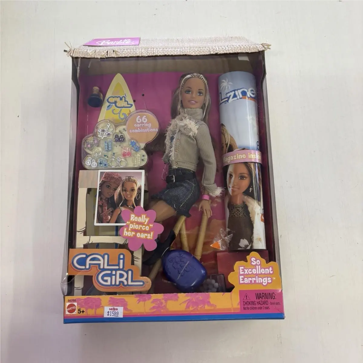 Cali Girl Barbie SO Excellent Earrings. Really Pierce Her Ears Mattel 2004 Nrfb