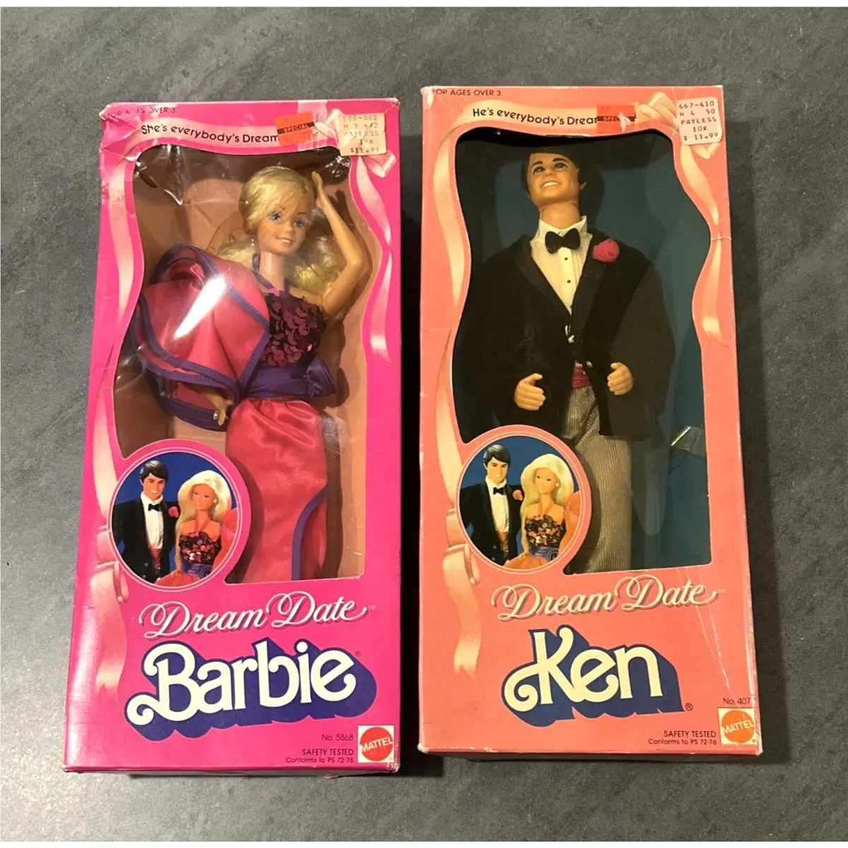 Vintage 1982 Dream Date Ken Barbie Dolls Mattel 4077 5868 Nos - Box Wear