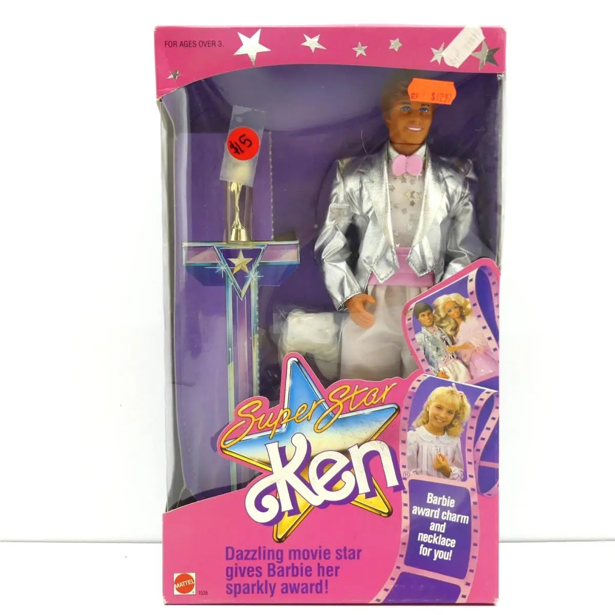 Vintage Mattel Super Star Ken Doll Movie Star 1988 w/ Award Charm Box
