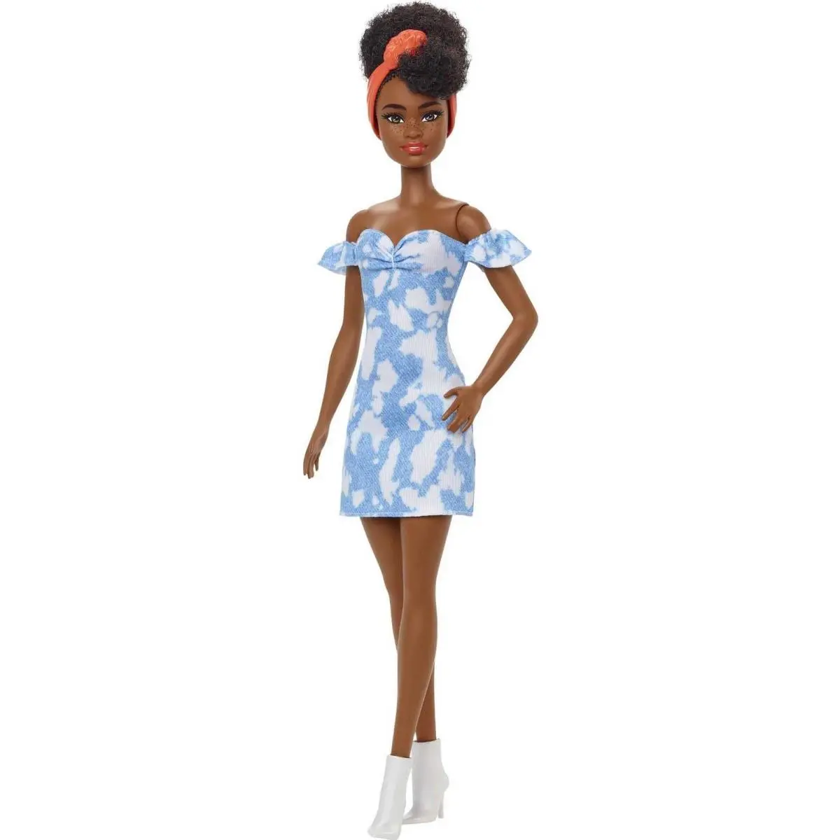 Barbie Fashionistas Doll 185 Black Up-do Hair Off-shoulder Bleached Denim Dre