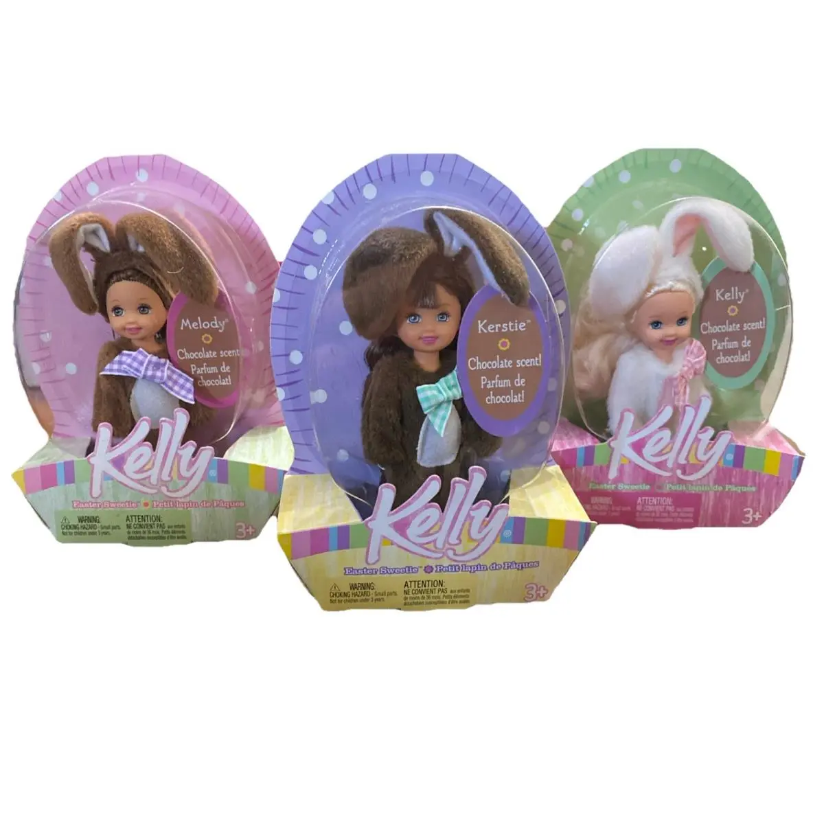 Vtg Barbie Kelly Mattel Easter Melody Kerstie Chocolate Scented G5367 Set Of 3