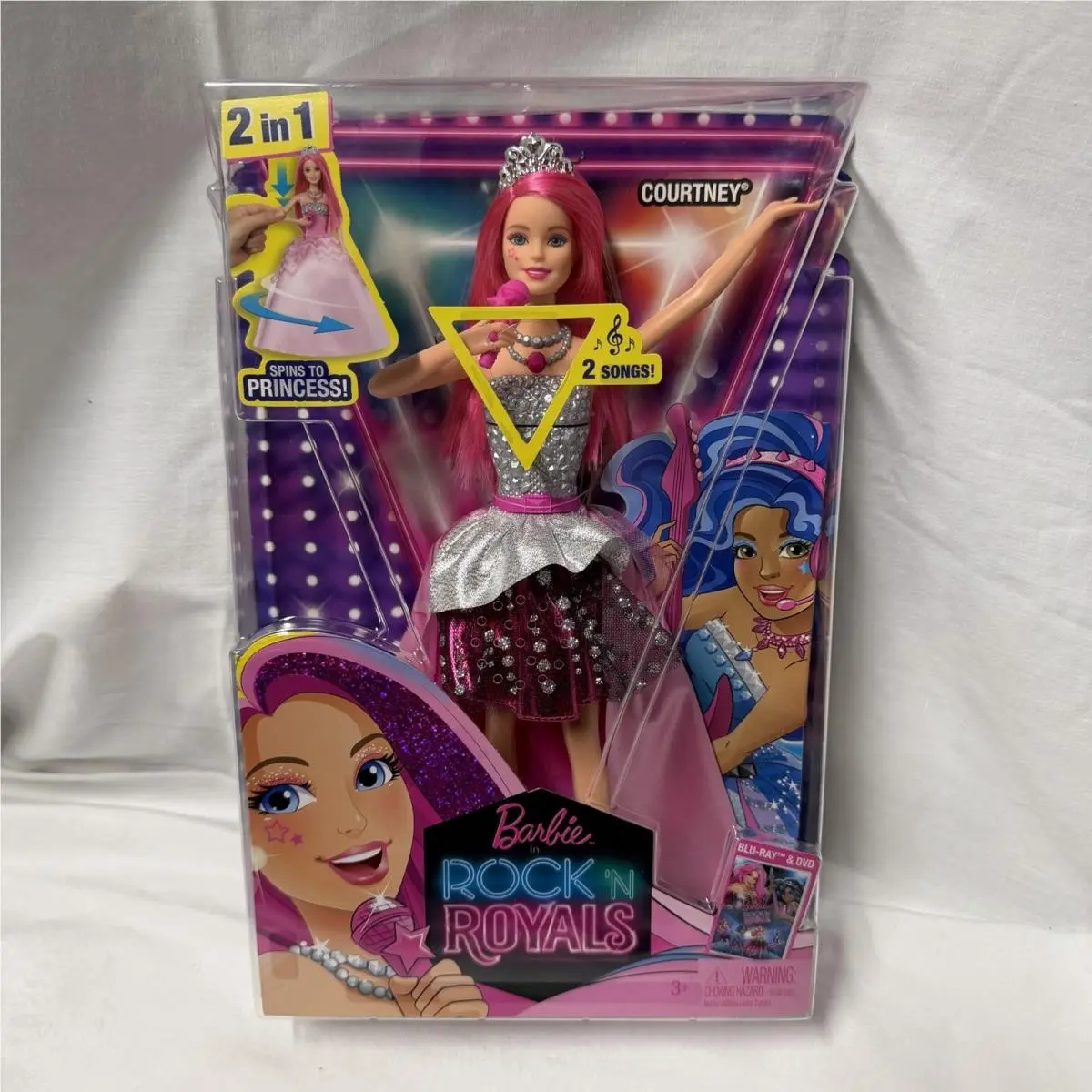 2014 Mattel Barbie in Rock ‘N Royals 2 in 1 Courtney Doll Rotating Skirt Htf