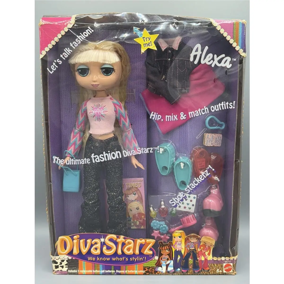 Diva Stars Alexa Let’s Talk Fashion Shoe Stackerz Mattel 2002 Box Damage