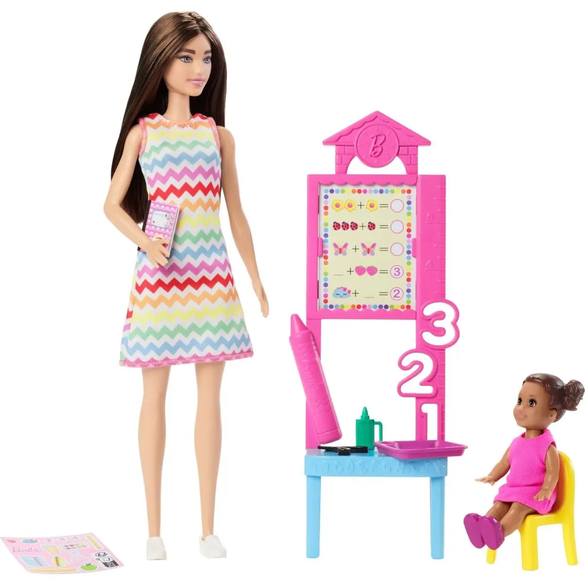 Barbie Teacher Doll with Brunette Fashion Doll with Printed Dress 1 Toddler