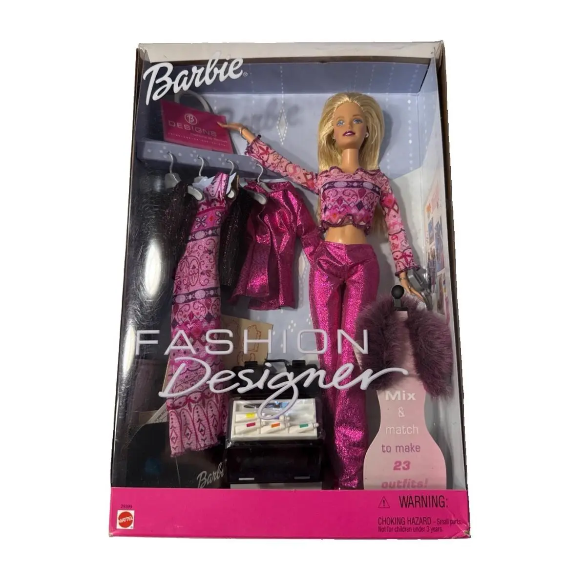 Vtg 2000 Barbie Doll Mattel Fashion Designer Mix Match Outfits Nrfb 29399