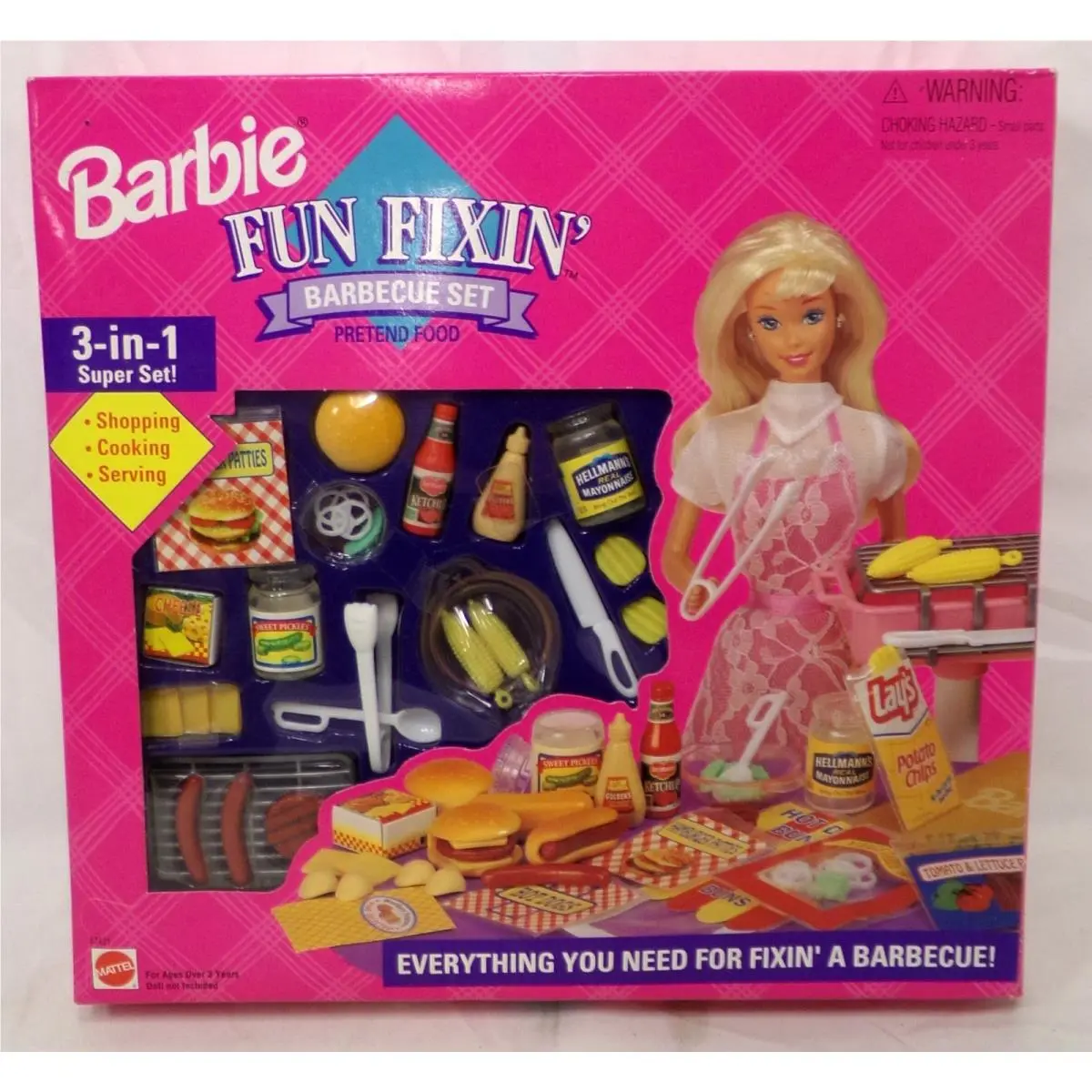 1995 Barbie Fun Fixin` Barbecue Set 3-in-1 Super Set Mattel 67431