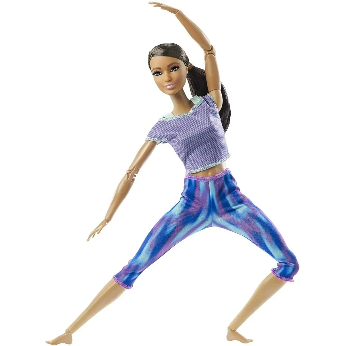 Barbie Made to Move Doll with 22 Flexible Joints Curly Brunette Ponytail