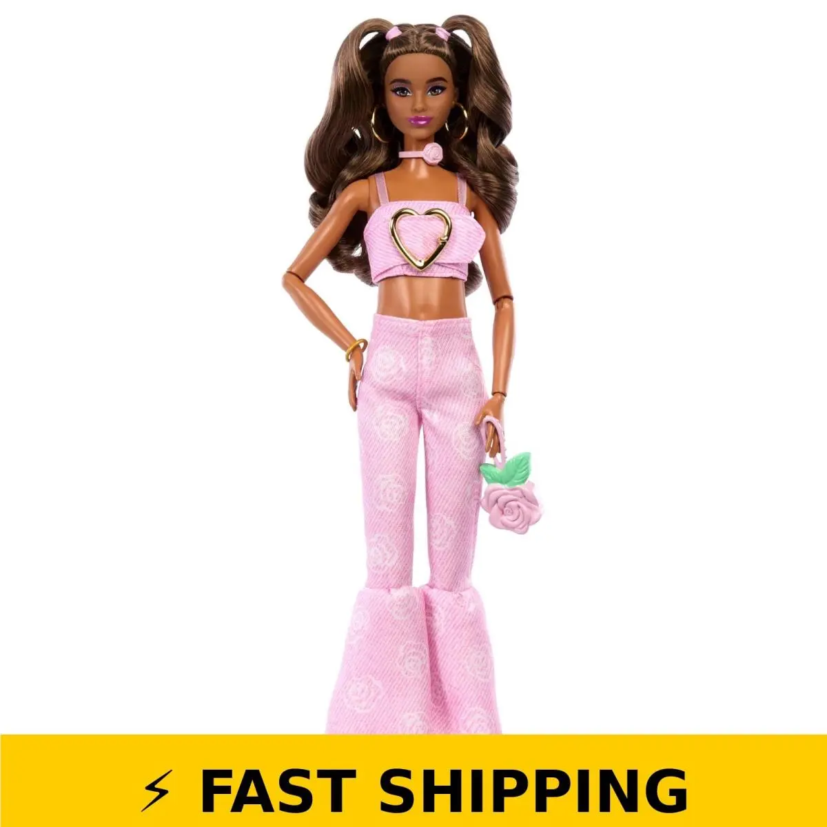 Barbie Deluxe Style Fashion Doll 12 - Pink Denim Top Flare Jeans