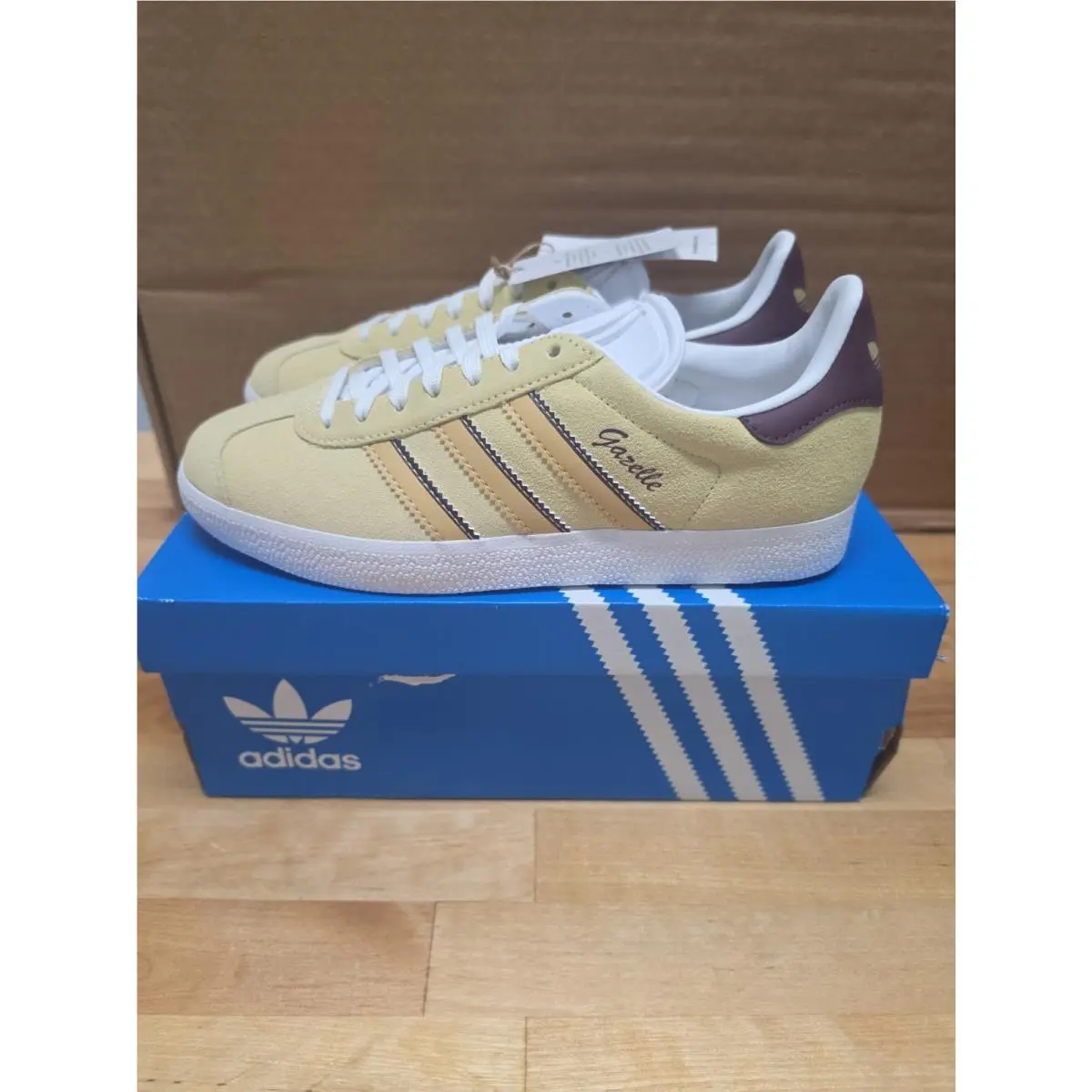 Women`s Gazelle Almost Yellow/ Maroon/ Oat Size 5 by Adidas