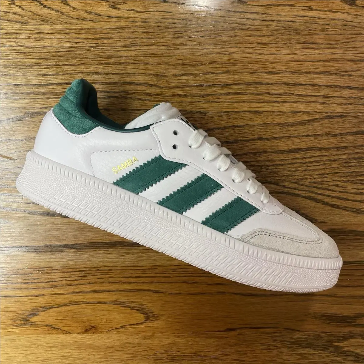 JI3191 Women’s Size 8.5 Adidas Samba Xlg White Green Leather Shoes Athletic