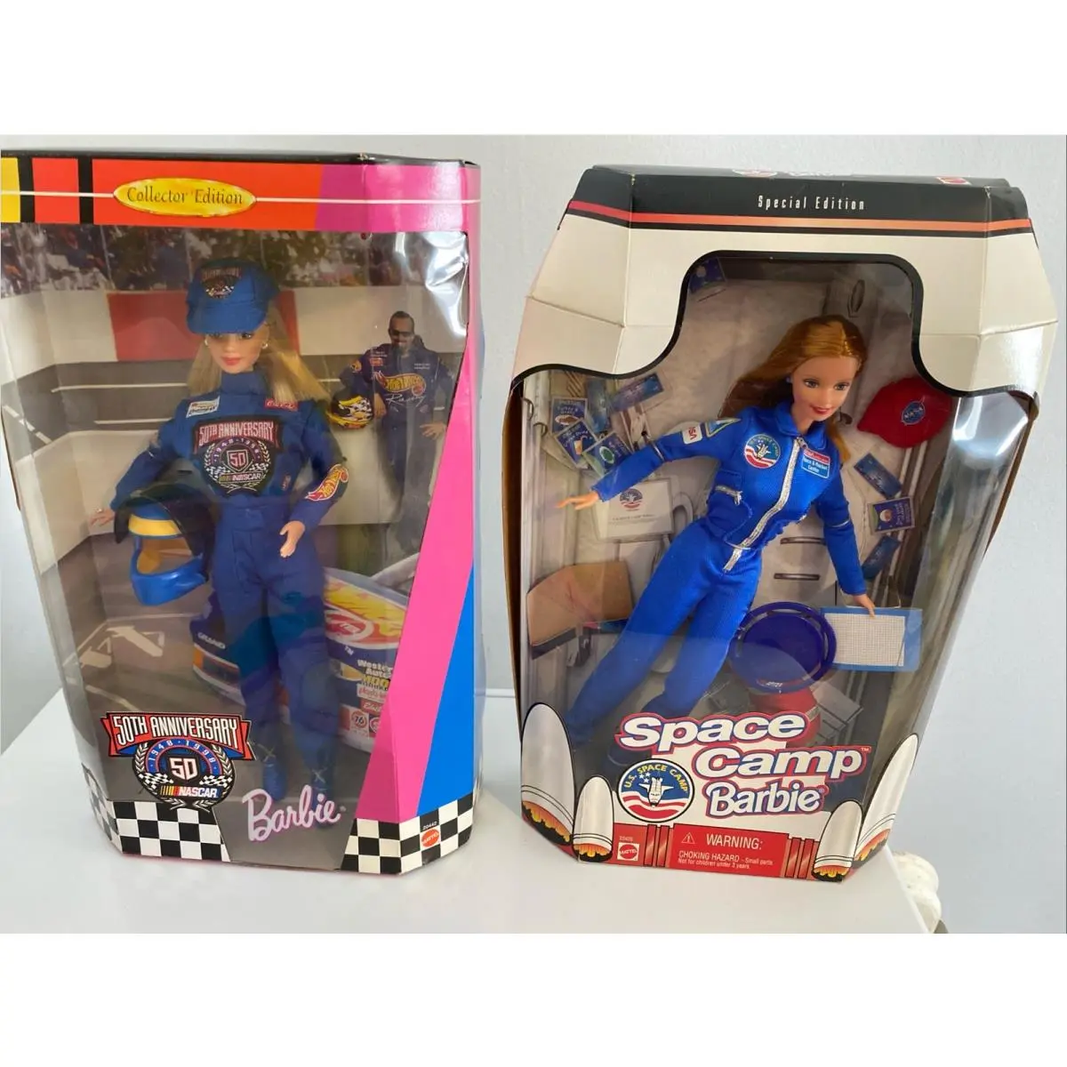 2x Vintage ‘98 Collector`s Edition 50th Anniversary Nascar Space Camp Barbies