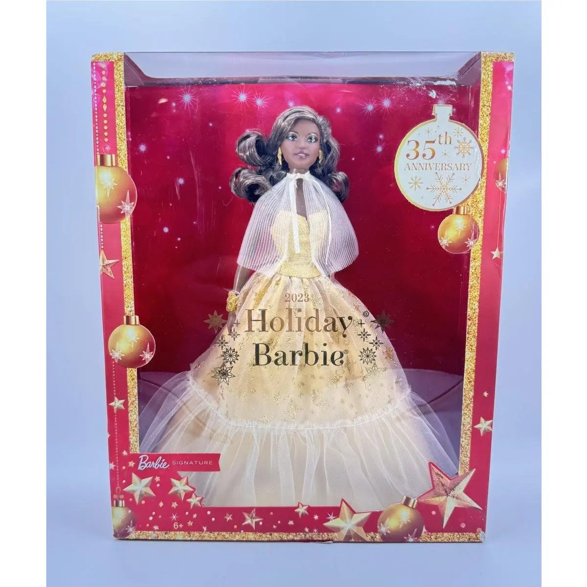 Barbie 2023 Holiday Barbie 35th Anniversary Signature Gold Gown Doll HJX05 Cib
