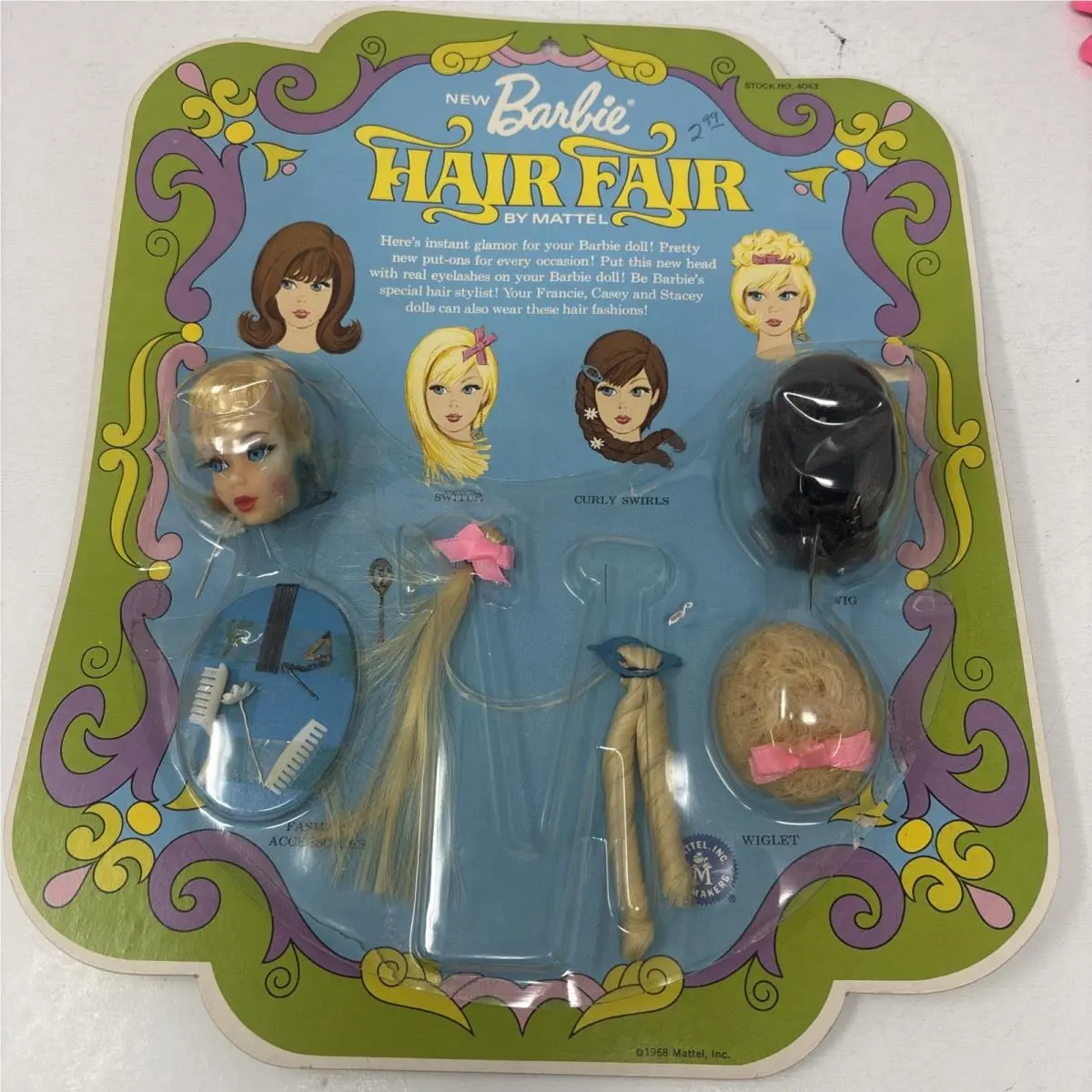 Vintage Barbie Blonde Hair Fair Green Ear Loose Bubble