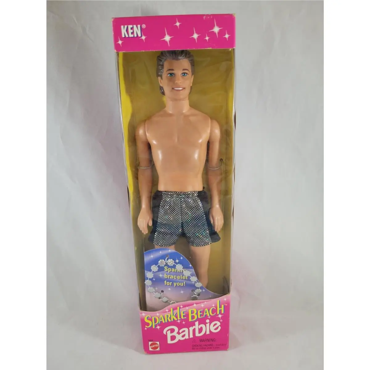 Mattel Sparkle Beach Ken Barbie Doll 12 1995 with Bracelet Collector Toy