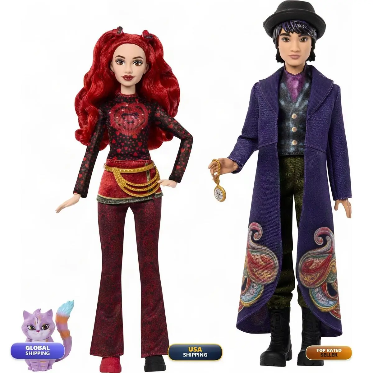 Mattel Disney Descendants Wicked Wonderland Fashion Doll 2-Pack Red Max Cat