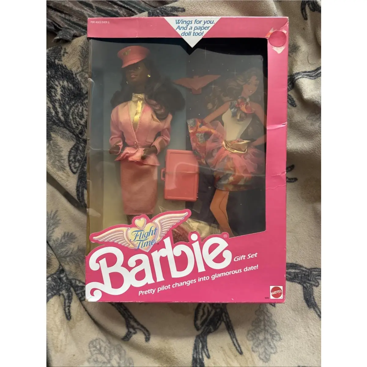 1989 Flight Time Barbie Gift Set African American Christie Version - Nrfb