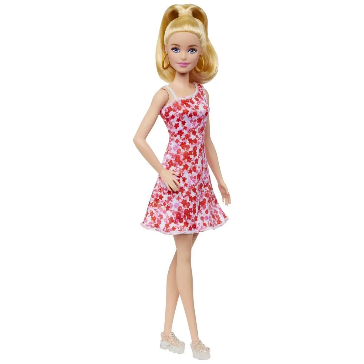 Barbie Fashionistas Pink Dress Doll with High Ponytail and Accessories