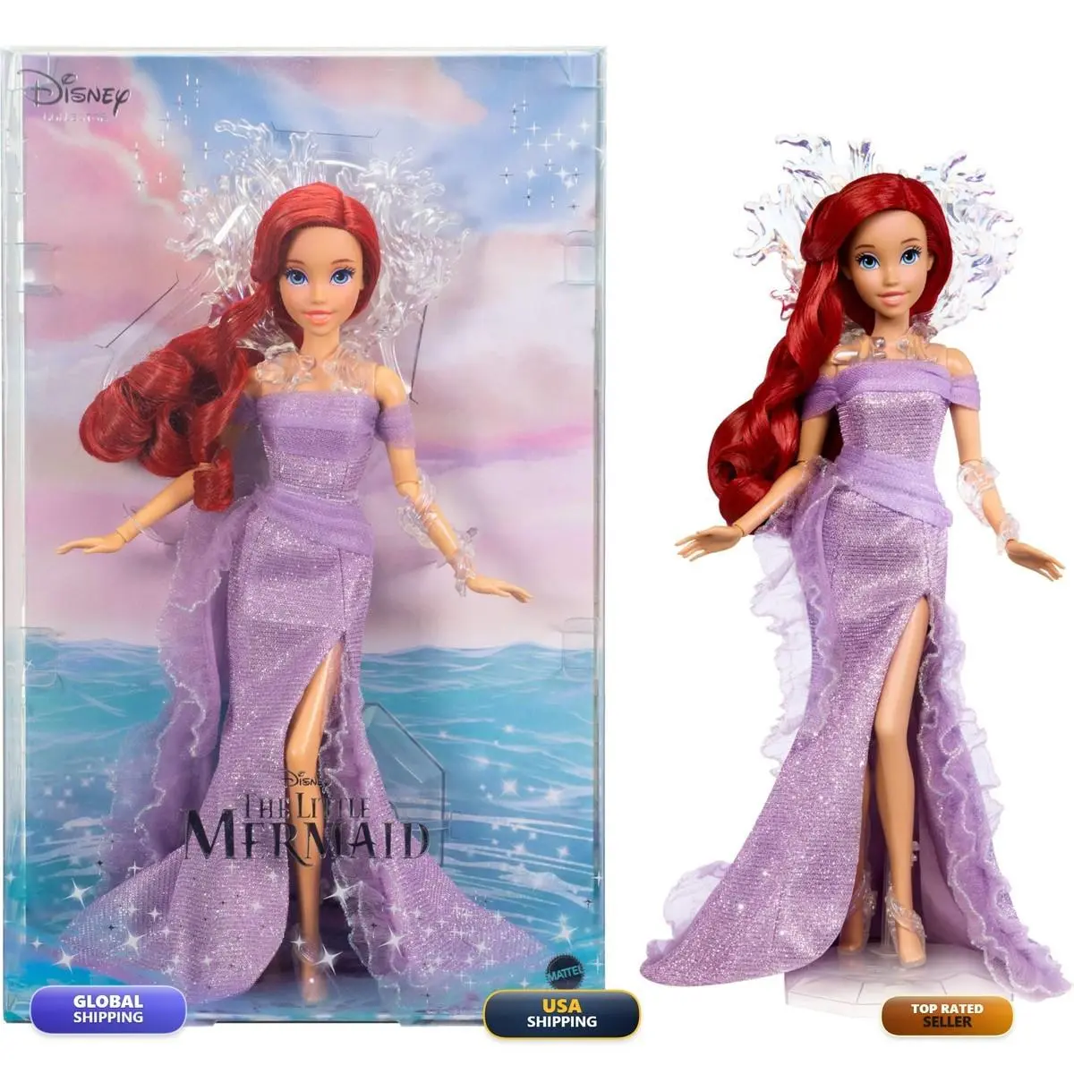 Mattel Disney Collector Ariel The Little Mermaid Doll Display Stand 35th