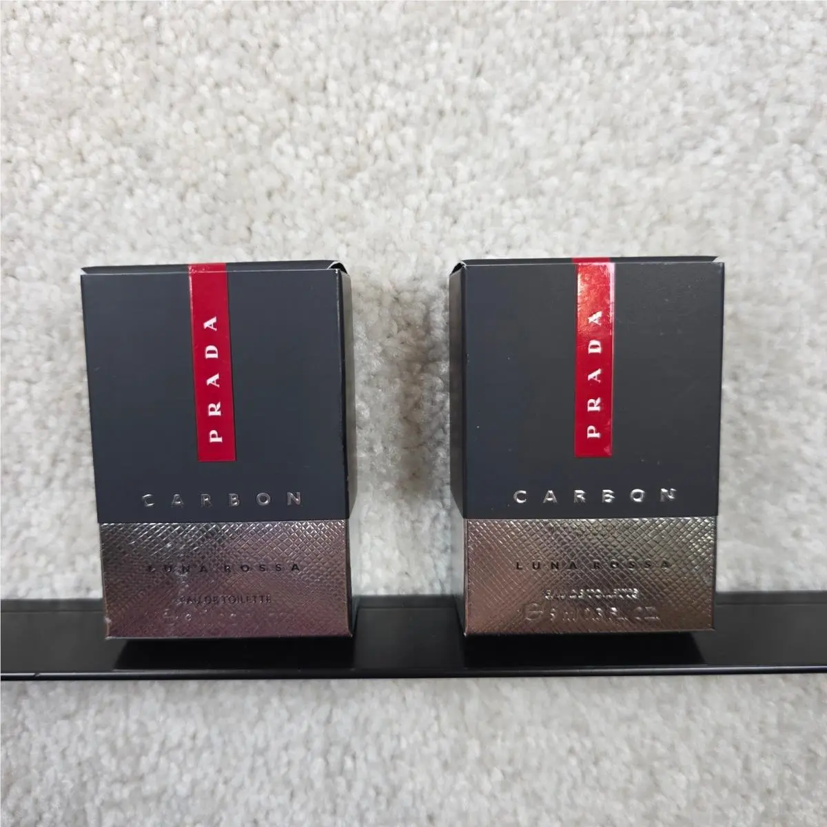 Prada Luna Rossa Carbon Men 0.3 oz Black Edt Mini Splash Lot of 2 Travel Sz
