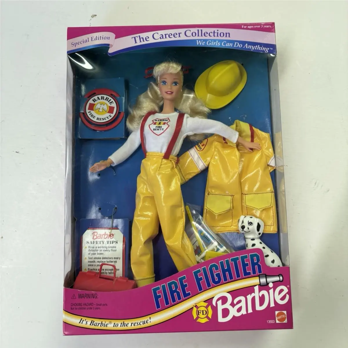 Mattel 1994 Barbie Career Collection Fire Fighter with Dalmatian and Accessories