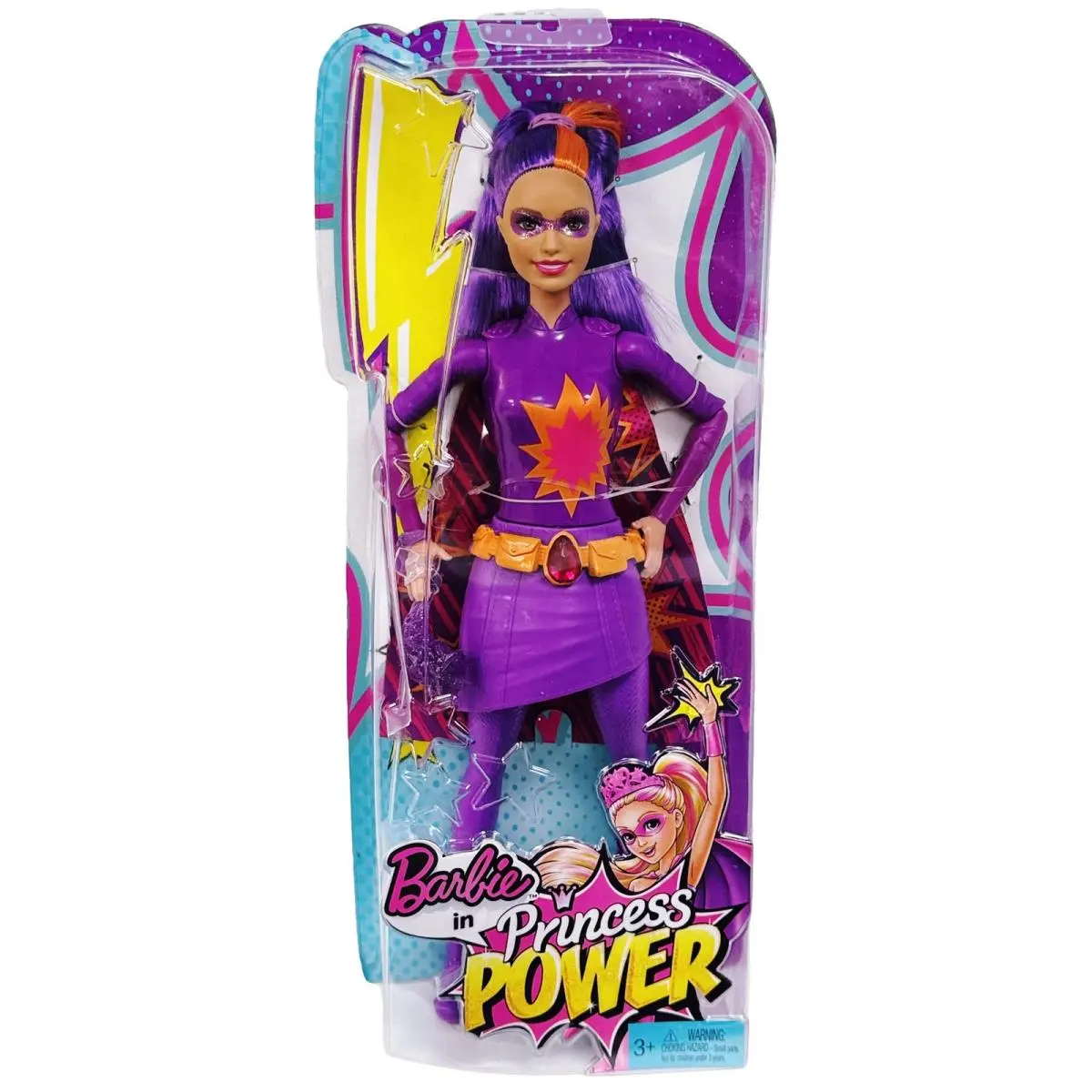 Barbie Princess Power Purple Hero Doll Superhero Cape Mask 2015 Girls Toys 3+