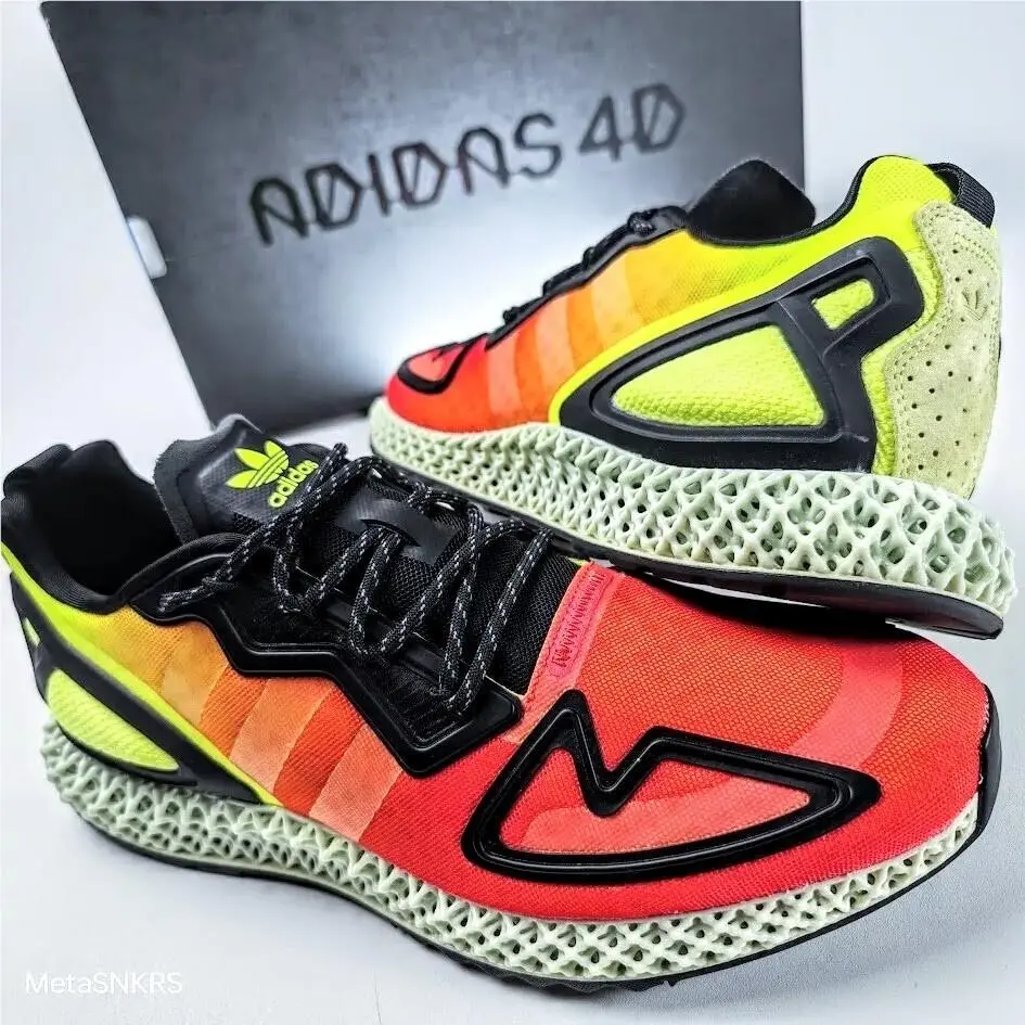 US 10 Men`s Yellow Red Black Rare 3D Retro Runnning ZX 2K 4D FV9028 by Adidas