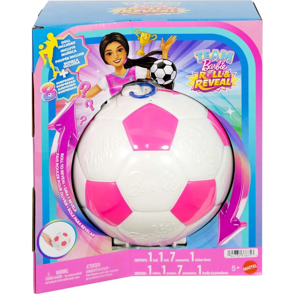 Team Barbie Roll Reveal Soccer Player Surprise Doll 8 Surprises