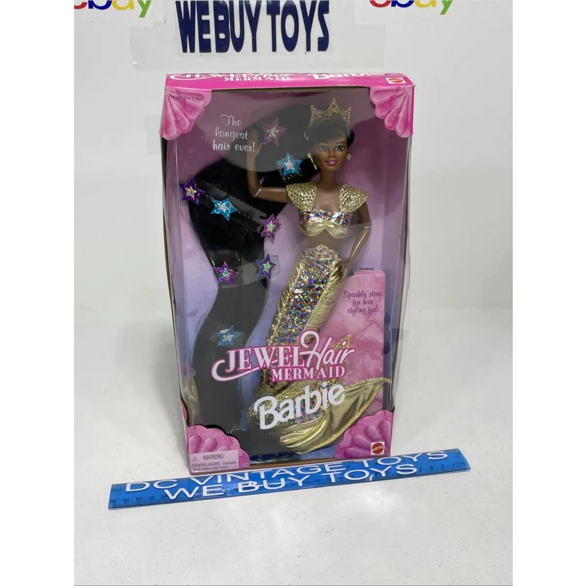 1995 Mattel Jewel Hair Mermaid Barbie African American Box Has Some Damage