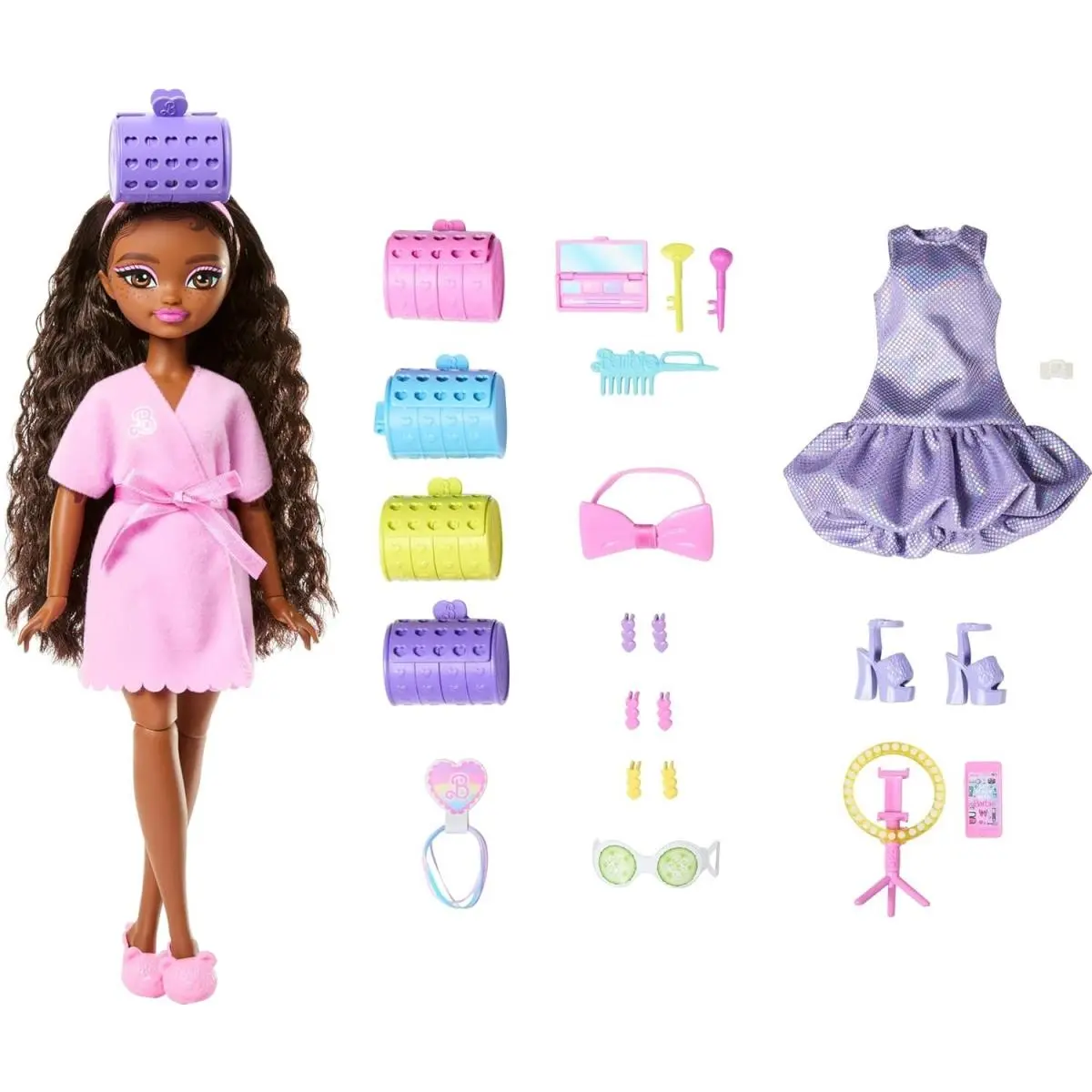 Barbie Dream Get Ready Brooklyn Fashion Doll Stylized Hair 15 + Looks JGG39