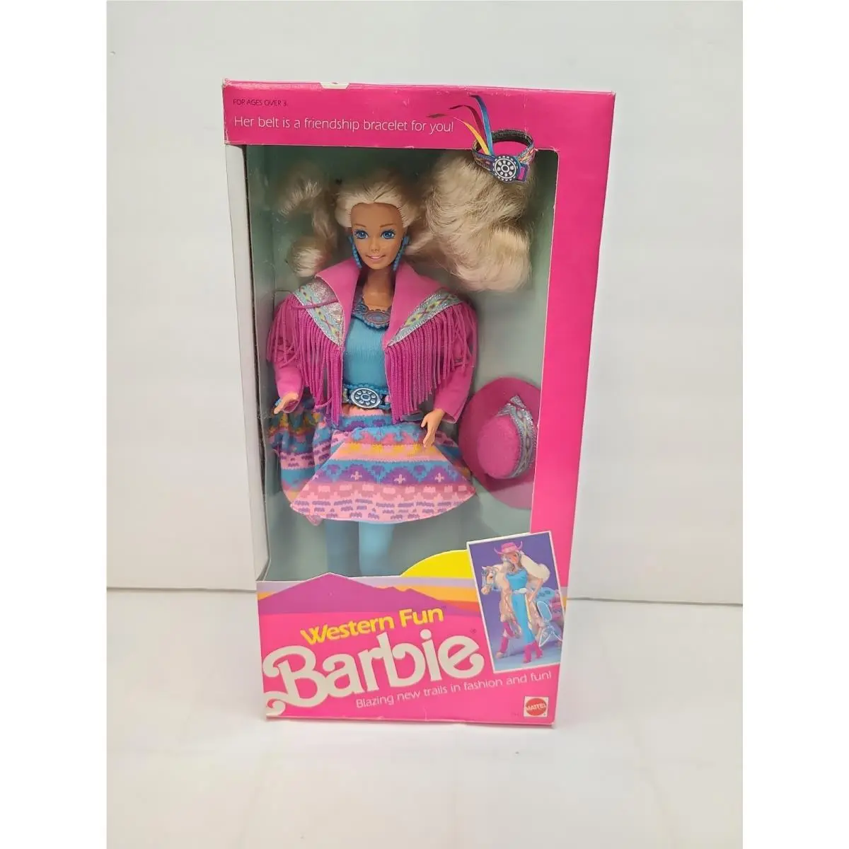Vintage 1989 Mattel Western Fun Barbie Doll 9932 Blonde