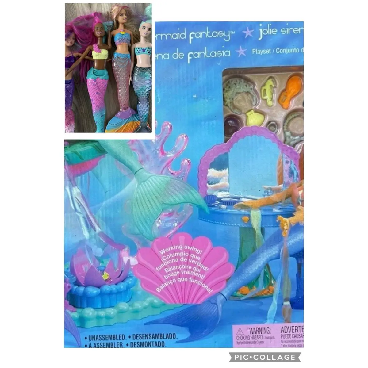 Vtg Barbie Mermaid Fantasy Playset 2002 Rare Vintage with 4 Barbie Mermaids